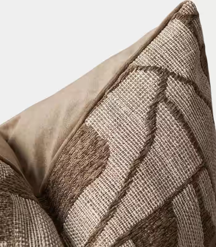 1005 Marchetti Woven Jacquard Cushion Cover – Abstract Cubist Pattern, Brown & Taupe, 2 Sizes