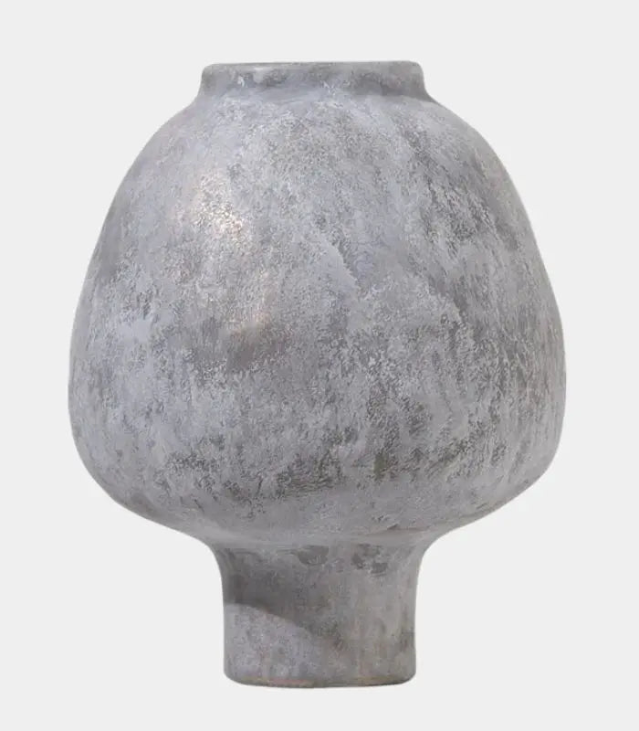 1208 Luna Ceramic Vase – Sculptural Spherical Design with Aged Stone Finish 21 cm