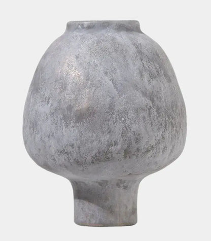 1208 Luna Ceramic Vase – Sculptural Spherical Design with Aged Stone Finish 21 cm