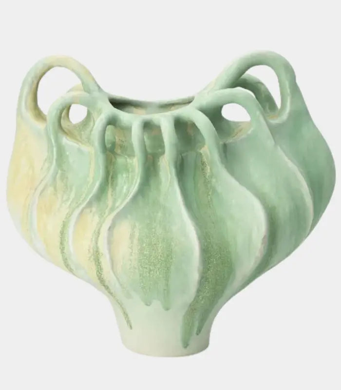 1214 Marielle Hand-Painted Ceramic Vase | Sculptural Multi-Handle Art Vessel 33 cm / 13 in