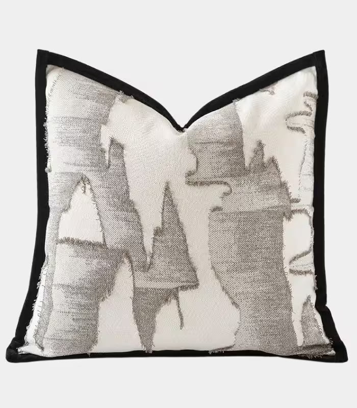 1036 Abstract Brushstroke Cushion Cover – Embroidered Design Cream
