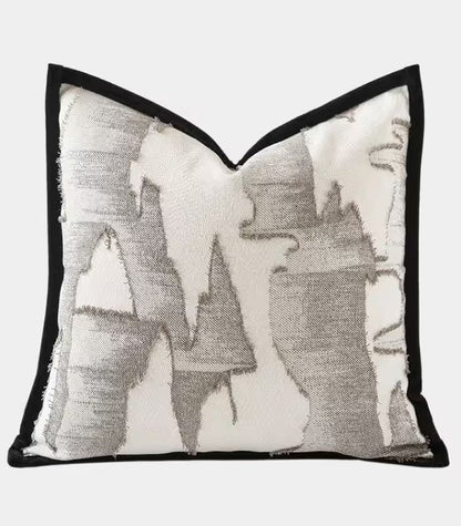 1036 Abstract Brushstroke Cushion Cover – Embroidered Design Cream