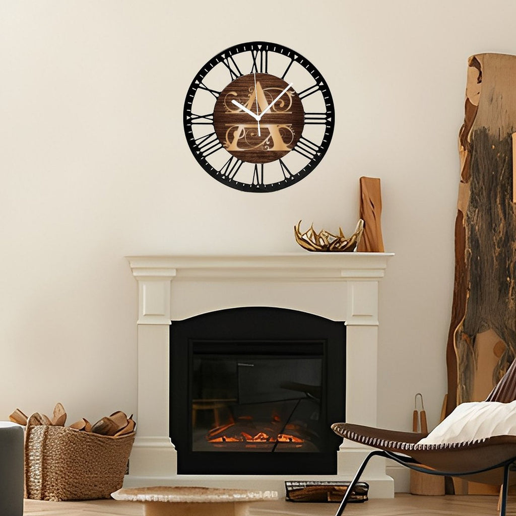 Christmas  name Iron Circular Clock 25CM Roman Numerals 10×10inch(25×25cm)