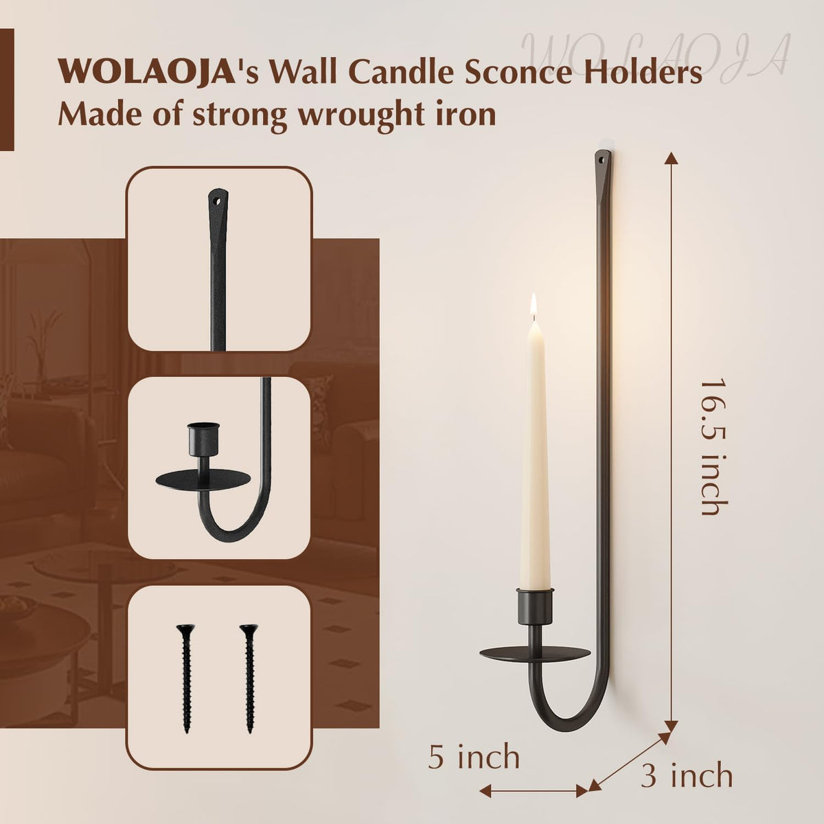 Metal Wall Candle Sconces, Set of 2