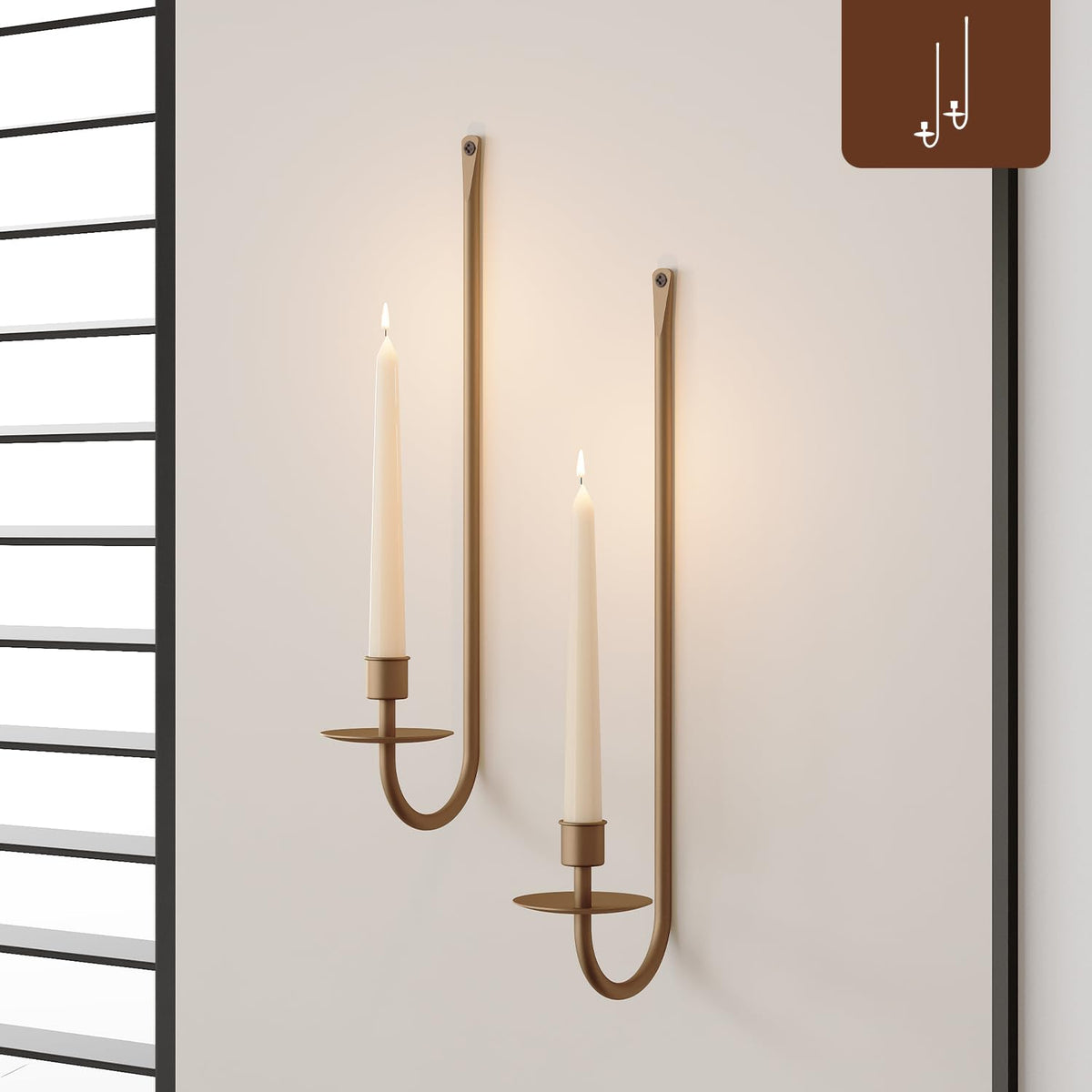 Metal Wall Candle Sconces, Set of 2