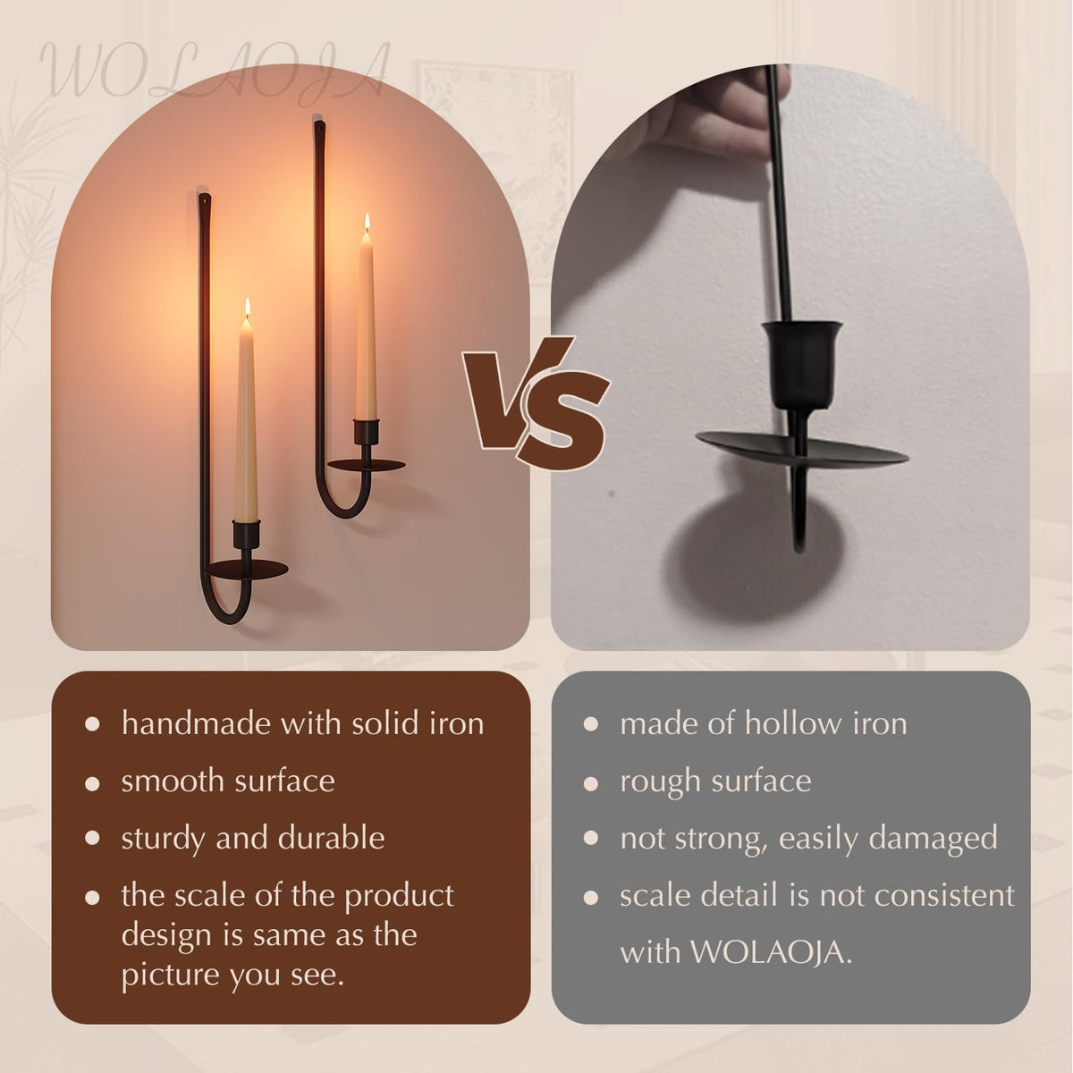 Metal Wall Candle Sconces, Set of 2