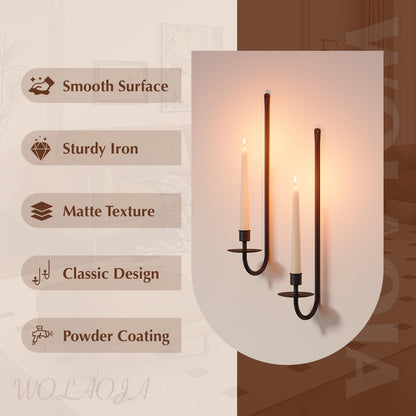 Metal Wall Candle Sconces, Set of 2