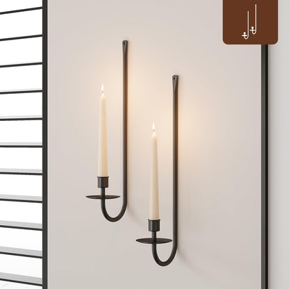 Metal Wall Candle Sconces, Set of 2