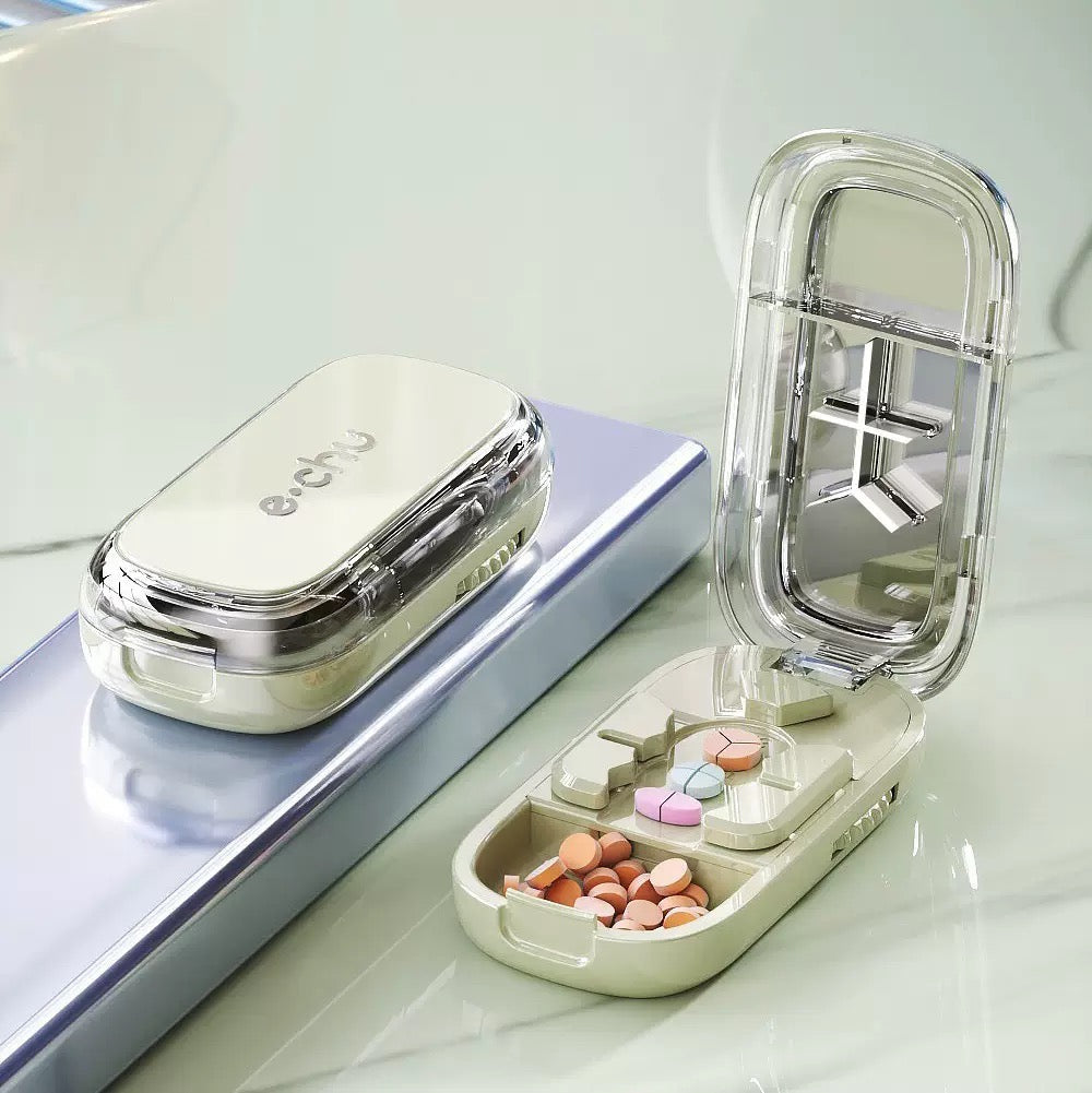 Pill Cutter Tablet Splitter, Press Style Pill Cutter with Pill Storage, Adjustable Tablet Cutter for Splitting Pills, Portable Medicine Cutter for Pets, Travel and Home Use