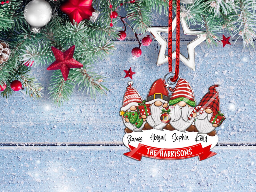 Gnomes Ornament Family Christmas Ornaments, Personalized Gnome Ornament for Christmas Tree Decor, Gnome Family Ornaments Christmas Gift 2024