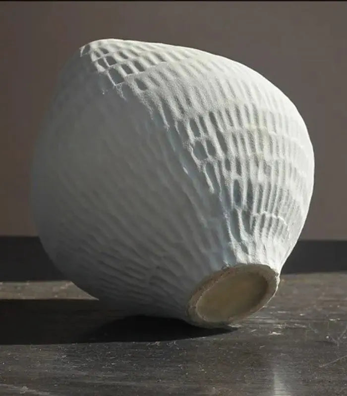 1206 Ripple Ceramic Vase – Textured Sculptural Design White
