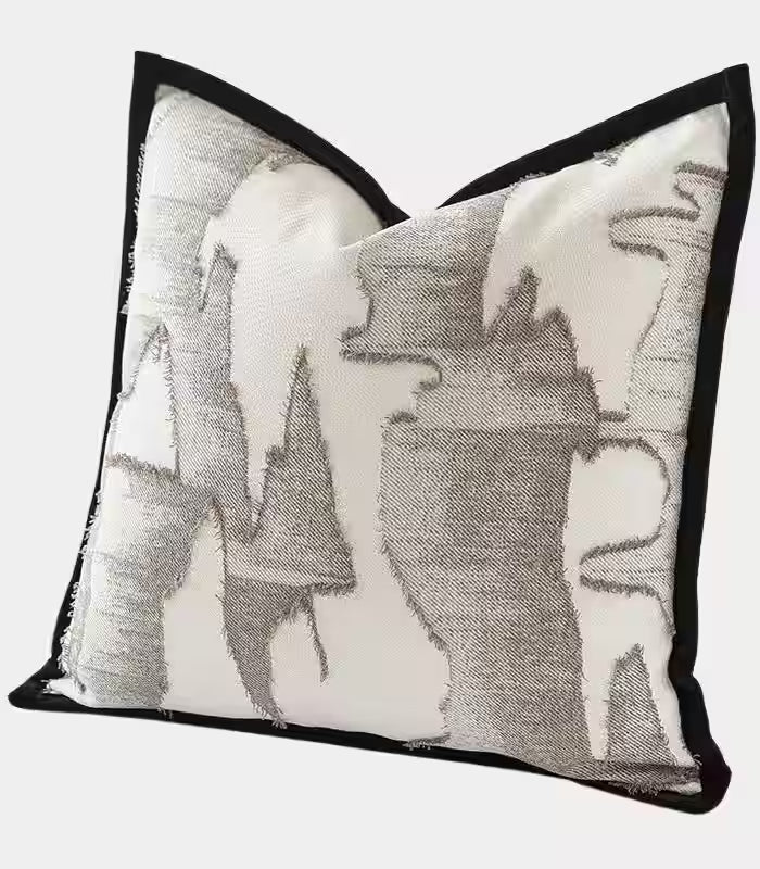 1036 Abstract Brushstroke Cushion Cover – Embroidered Design Cream