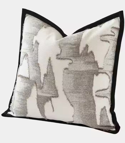 1036 Abstract Brushstroke Cushion Cover – Embroidered Design Cream