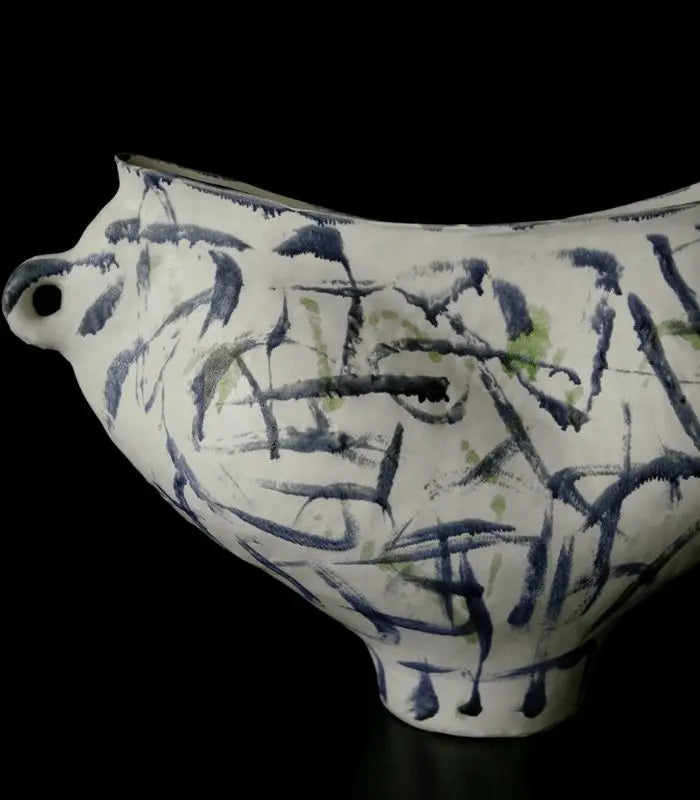 1217 Ondine Hand-Painted Ceramic Vase | Abstract Sculptural Art Vessel