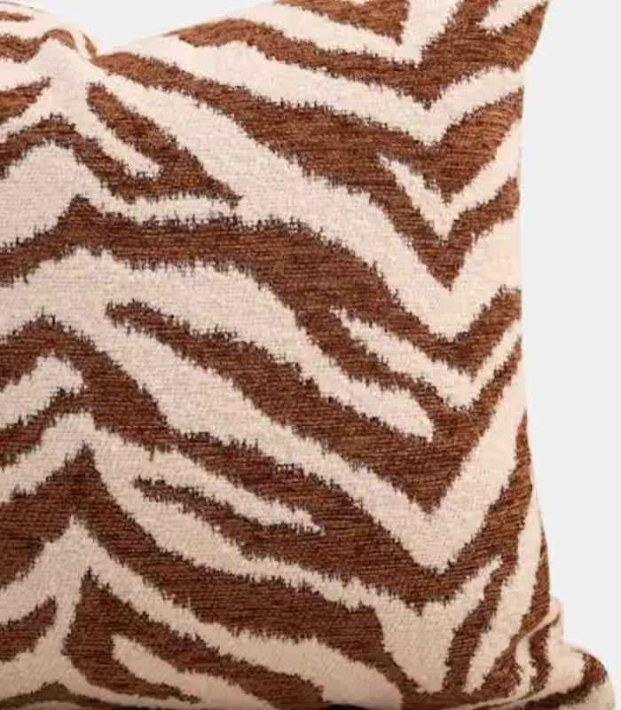 1013 Ketzia Woven Chenille Cushion Cover, Chevron Stripe Pattern Rust & Cream