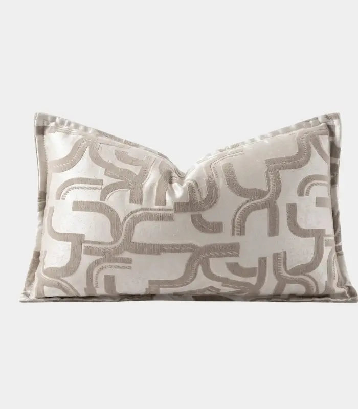 1040 Meander Jacquard Cushion Cover Decorative Pillow Case Taupe & Ivory