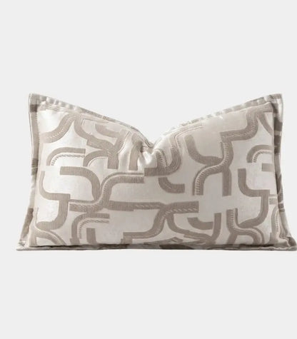 1040 Meander Jacquard Cushion Cover Decorative Pillow Case Taupe & Ivory