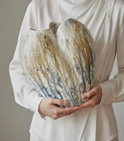 1235 Winslow Handcrafted Ceramic Vase – Hand-Painted Earth-Tone Sculptural Vessel