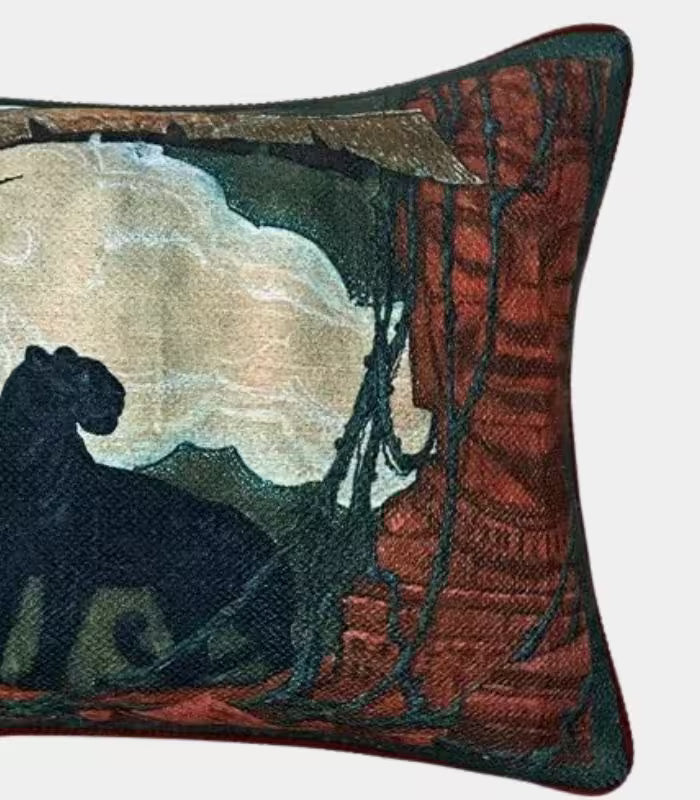 1063 Panthera Jacquard Cushion Cover – Decorative Panther Print Pillow Case for Sofa 45 cm x 35 cm