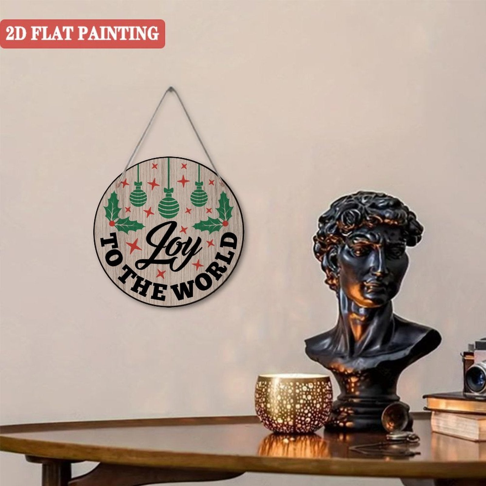 Joy To The World Round Wood Panel Painting 20*20CM