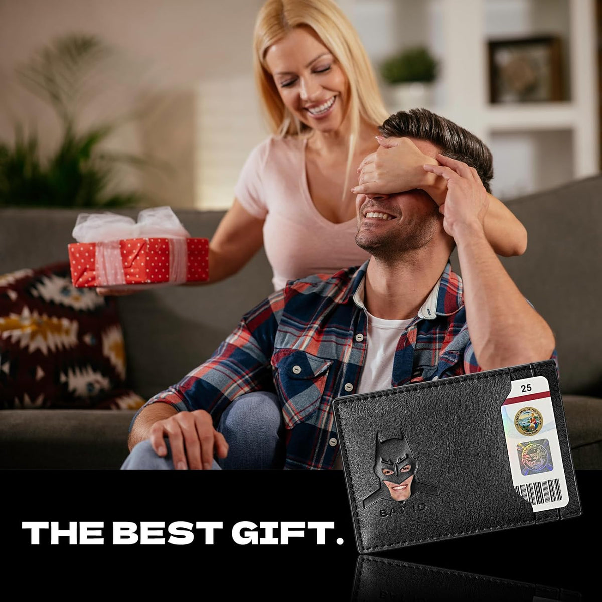 Leather Bat Wallet for Men and Women, Superhero-Inspired Card Holder with Multiple Card Slots, Eye Cutout Design, Personalized ID Wallet