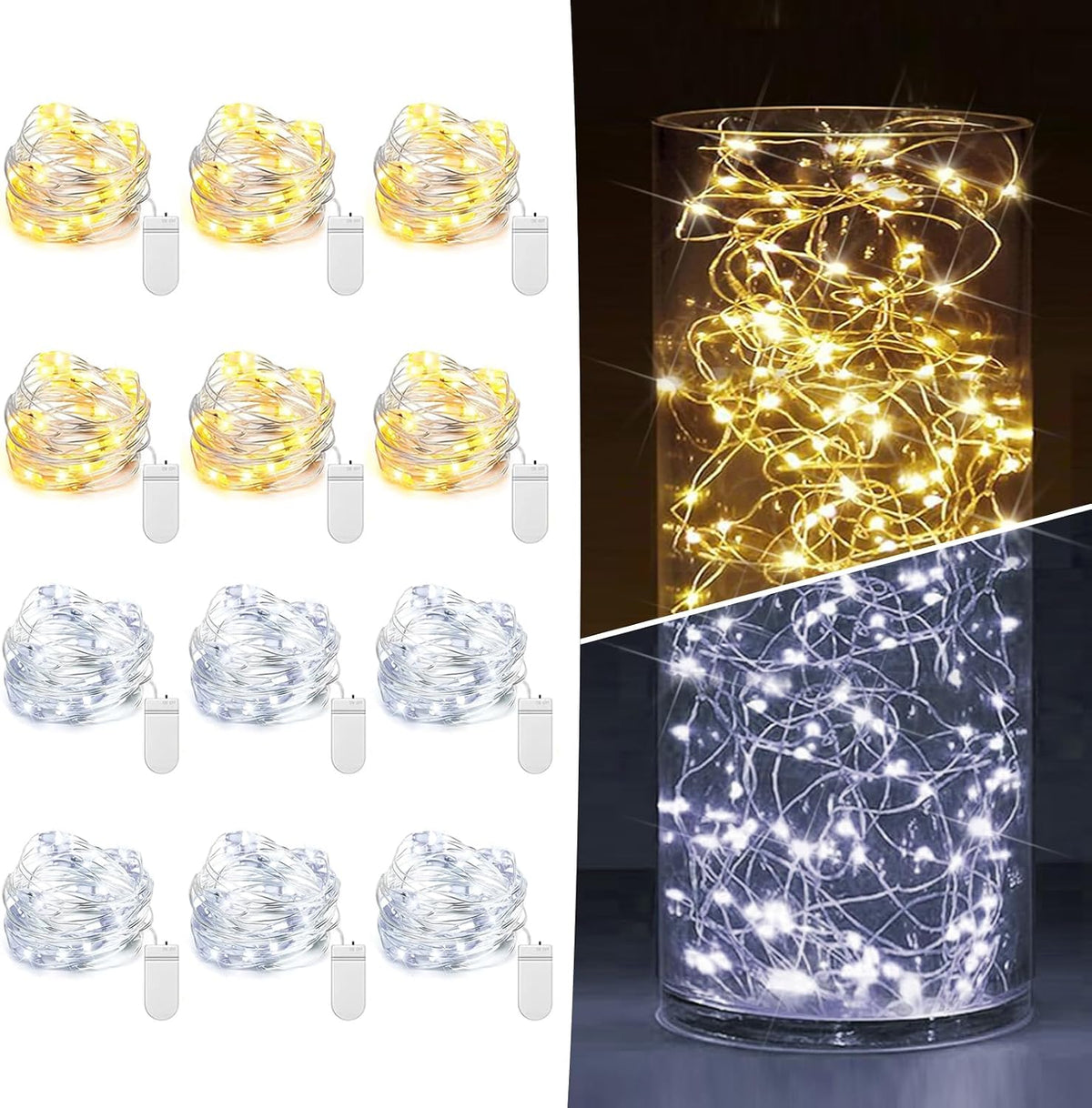 Fairy Lights - 12 Pack Warm White + Cool White