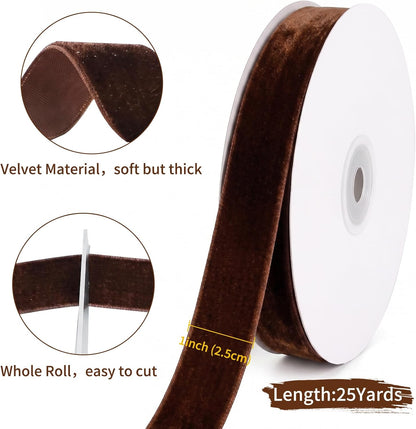 Velvet Ribbon Roll - 25 Yards, 1 Inch Wide, for Christmas Gift Wrapping & Decor - image 2