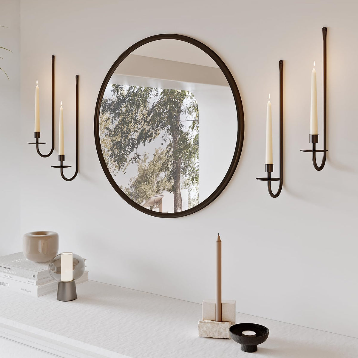 Metal Wall Candle Sconces, Set of 2