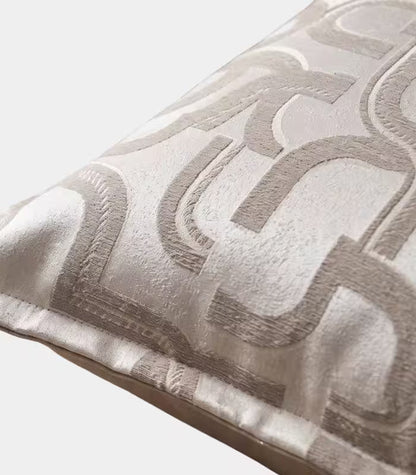 1040 Meander Jacquard Cushion Cover Decorative Pillow Case Taupe & Ivory