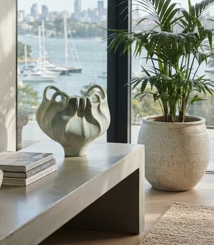 1214 Marielle Hand-Painted Ceramic Vase | Sculptural Multi-Handle Art Vessel 33 cm / 13 in