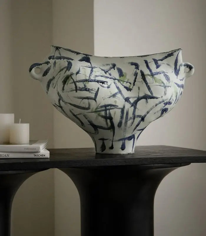 1217 Ondine Hand-Painted Ceramic Vase | Abstract Sculptural Art Vessel