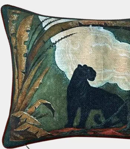 1063 Panthera Jacquard Cushion Cover – Decorative Panther Print Pillow Case for Sofa 45 cm x 35 cm