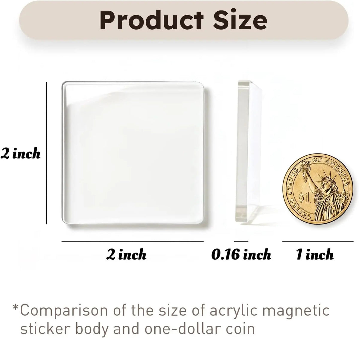 2" x 2" Clear Acrylic DIY Fridge Magnet Set with Adhesive Backing