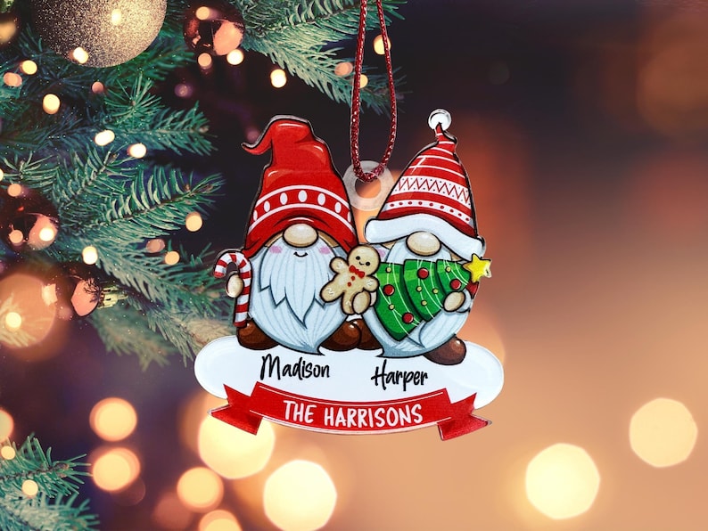 Gnomes Ornament Family Christmas Ornaments, Personalized Gnome Ornament for Christmas Tree Decor, Gnome Family Ornaments Christmas Gift 2024
