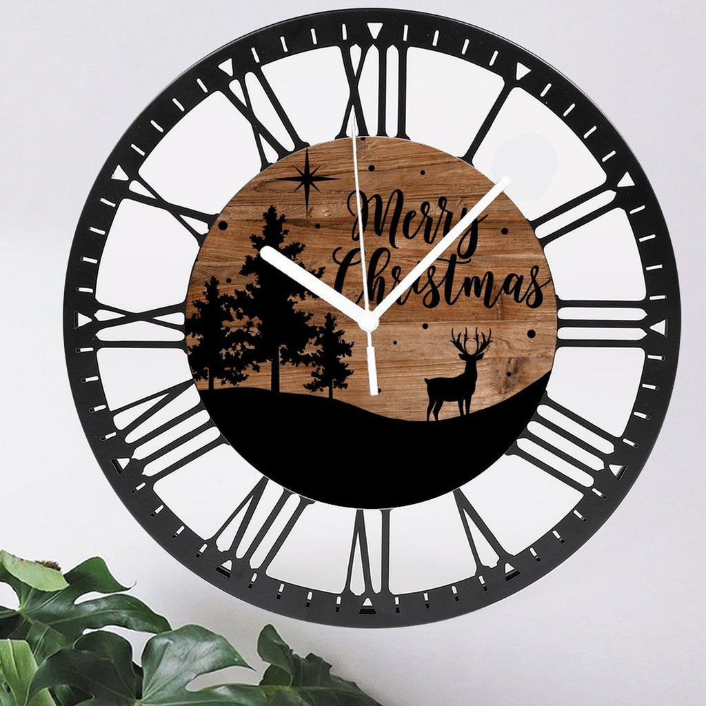 Iron Circular Clock 25CM Roman Numerals (LV Factory) 铁艺+木头 Style 10×10inch(25×25cm)