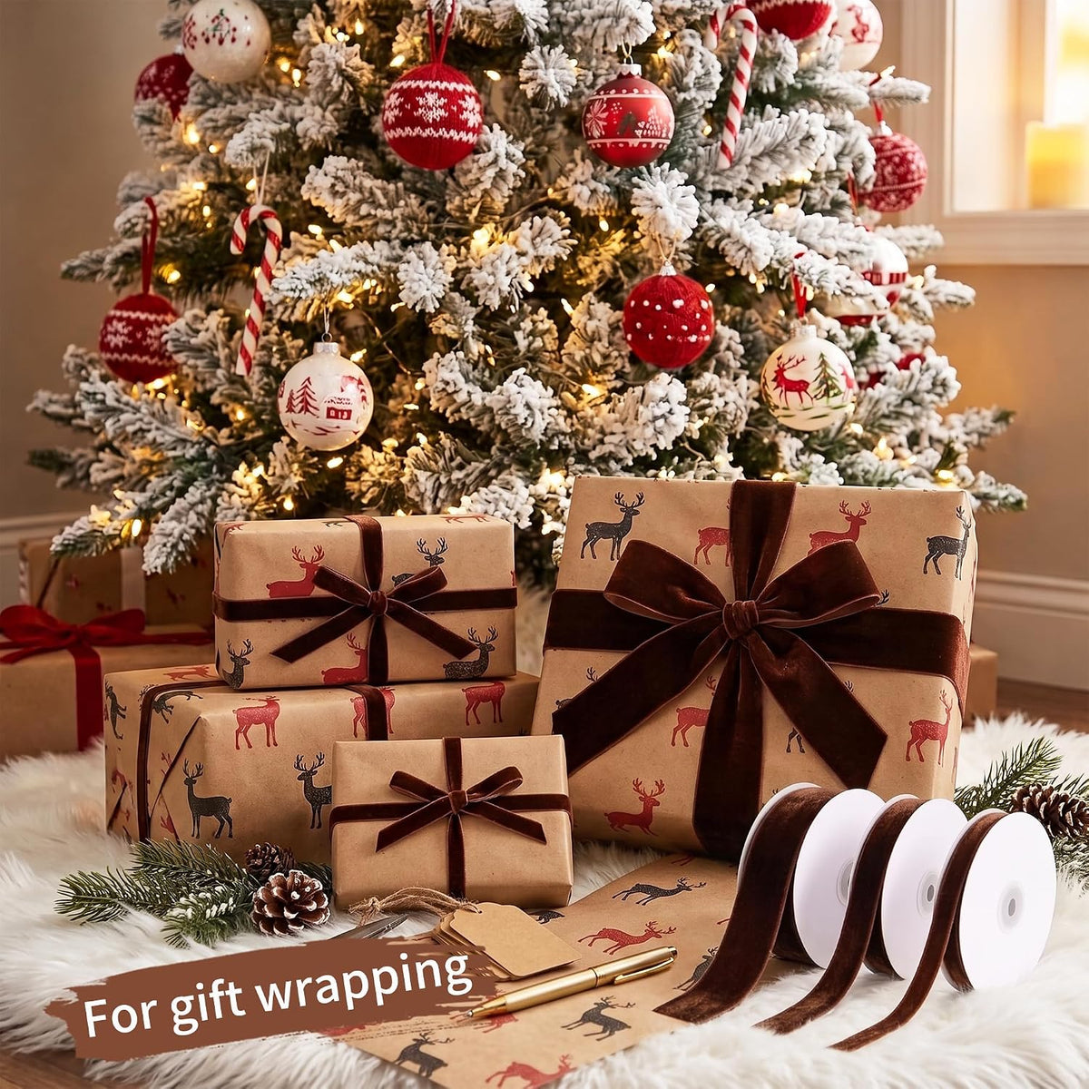 Velvet Ribbon Roll - 25 Yards, 1 Inch Wide, for Christmas Gift Wrapping & Decor - image 6