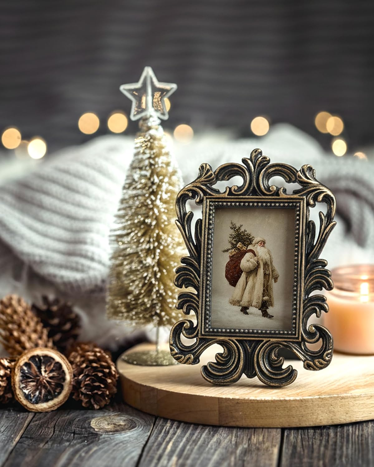 Vintage Santa Picture Frame, 4x5