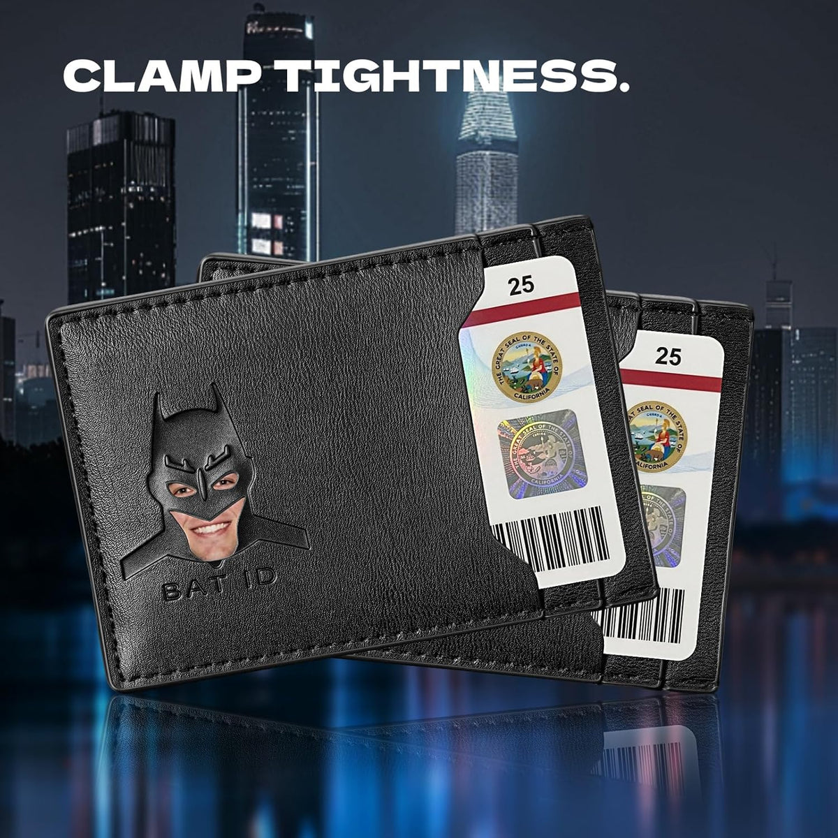 Leather Bat Wallet for Men and Women, Superhero-Inspired Card Holder with Multiple Card Slots, Eye Cutout Design, Personalized ID Wallet