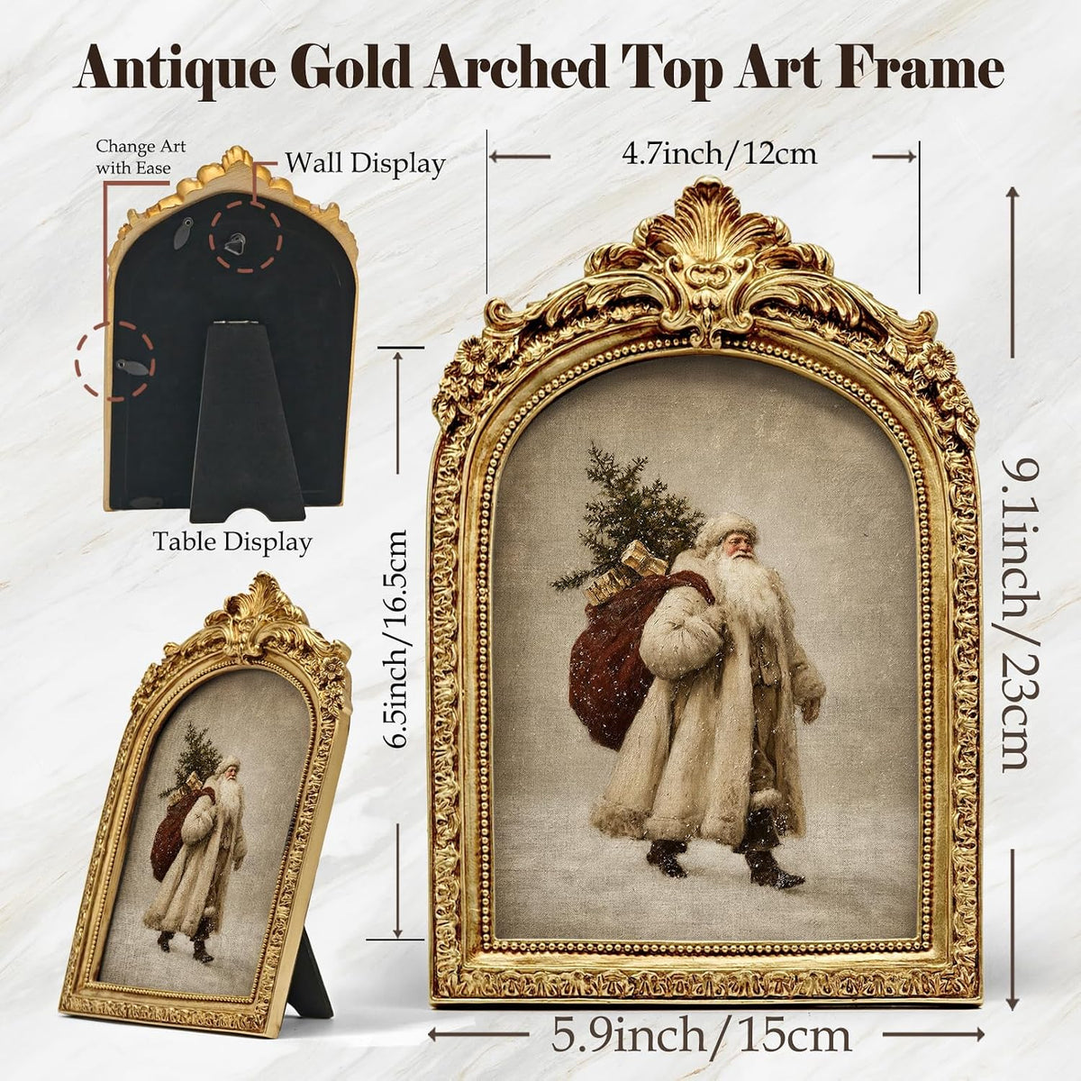 Vintage Santa Arched Frame, 6x9