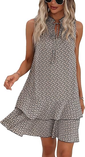 🔥Limited Offer 50% OFF!💃 Women’s Geometric Print Bow Dress – Stylish, Elegant & Effortlessly Chic ✨👗