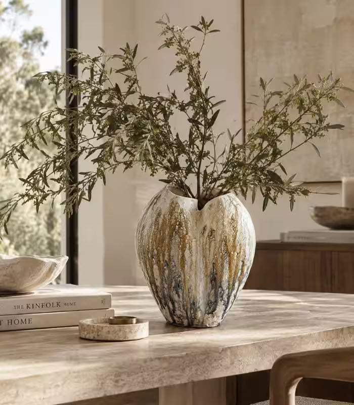 1235 Winslow Handcrafted Ceramic Vase – Hand-Painted Earth-Tone Sculptural Vessel