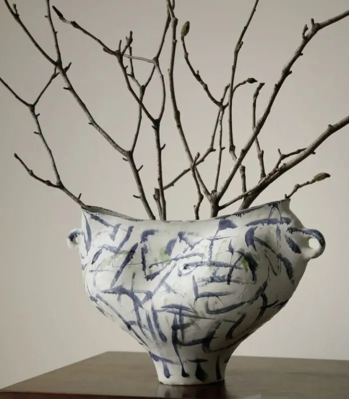 1217 Ondine Hand-Painted Ceramic Vase | Abstract Sculptural Art Vessel