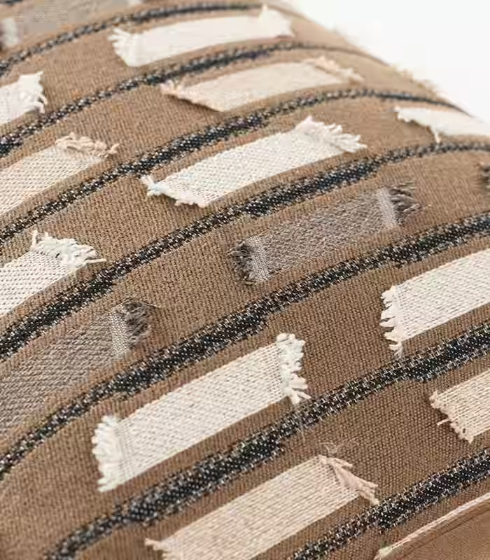 1015 Marlowe Woven Textured Cushion Cover – Brown & Ivory Striped Jacquard, 3 Sizes