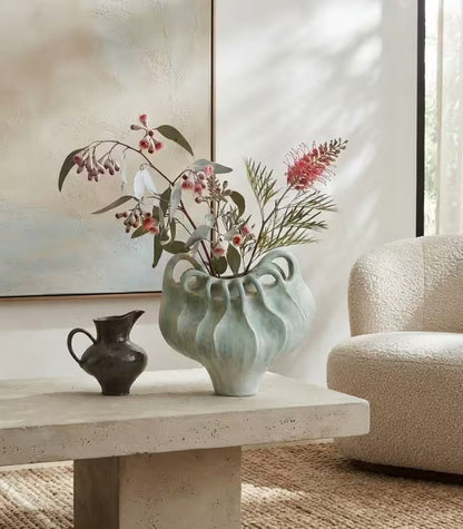 1214 Marielle Hand-Painted Ceramic Vase | Sculptural Multi-Handle Art Vessel 33 cm / 13 in