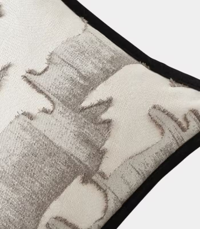 1036 Abstract Brushstroke Cushion Cover – Embroidered Design Cream