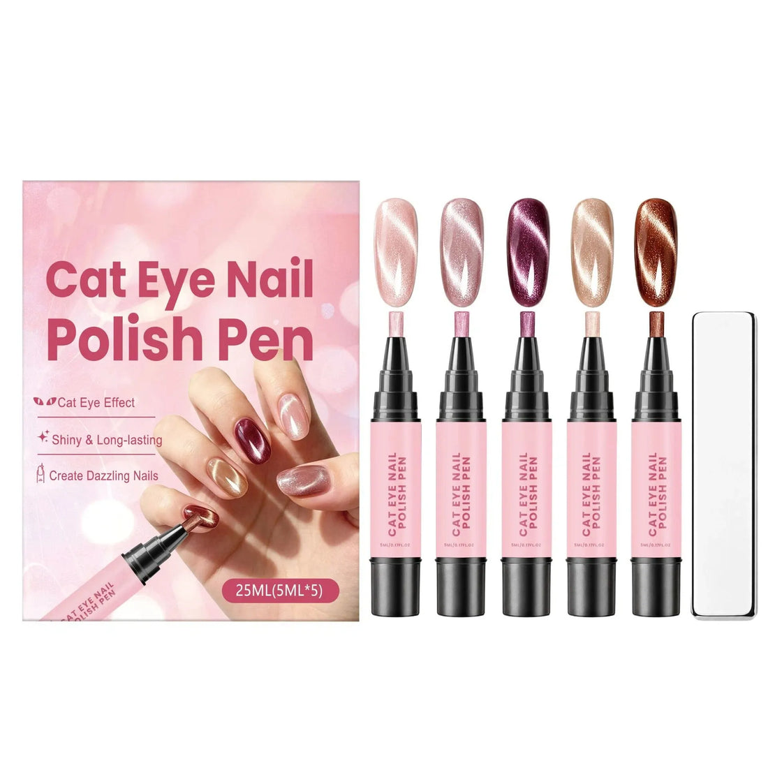 Cat-eye gel nail polish pen in use