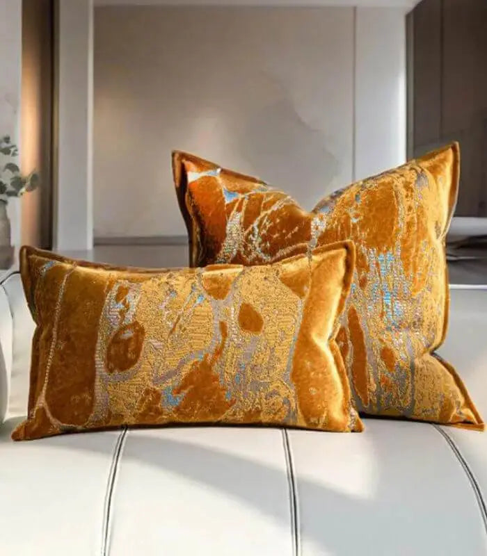 1030 Belcanto Marbled Cushion Cover – Velvet & Woven Jacquard Design