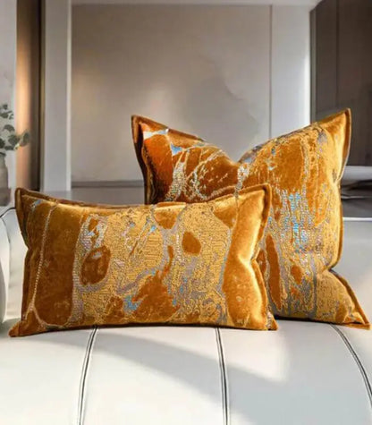 1030 Belcanto Marbled Cushion Cover – Velvet & Woven Jacquard Design