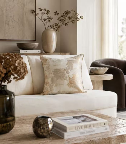 1027 Ethereal Brushstroke Accent Pillow Cover | Handcrafted Metallic Detail Cushion