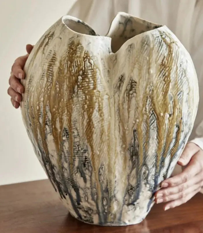 1235 Winslow Handcrafted Ceramic Vase – Hand-Painted Earth-Tone Sculptural Vessel